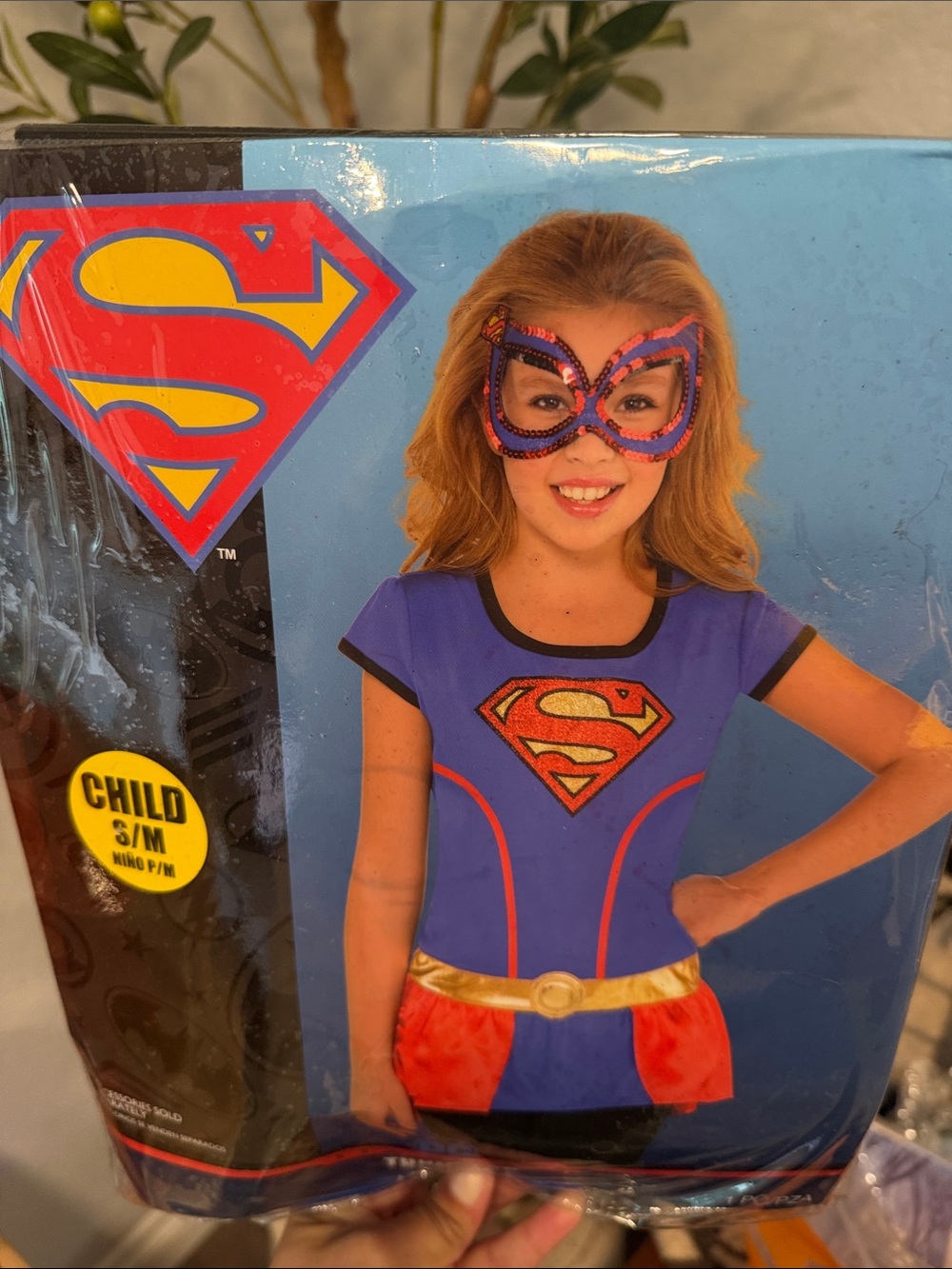 Supergirl Kids Costume – Blue and Red Super Hero Top (Child S/M)